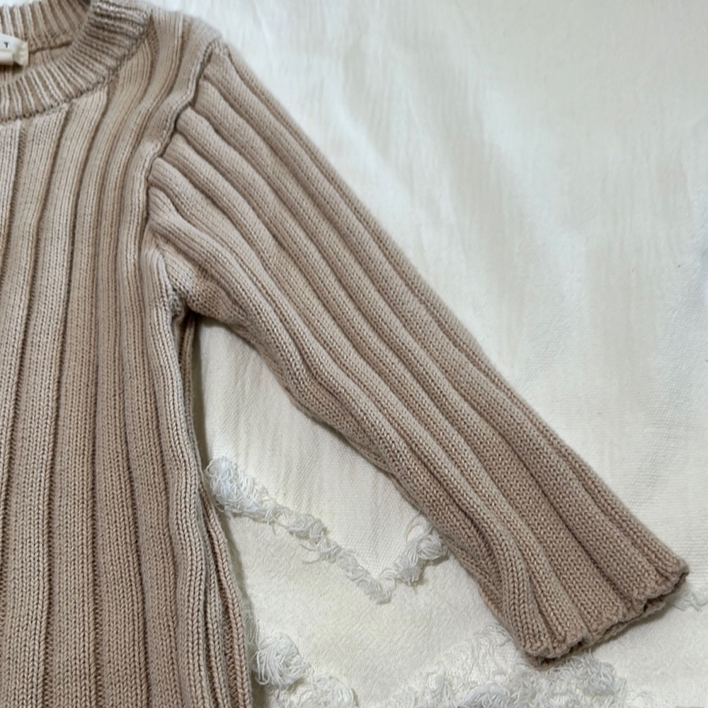 Beige Ribbed Knit Sweater - Picture 5 of 11